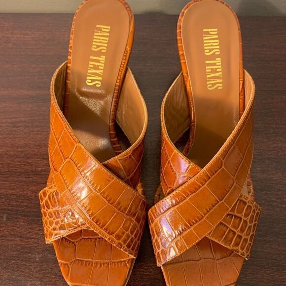 Paris Texas  leather croc embossed crisscross sandal’s size 7 - Picture 4 of 12
